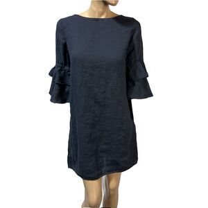 Piazza Del Tempio Made In Italy 100% Linen Dress Size M Boatneck Ruffle Sleeve